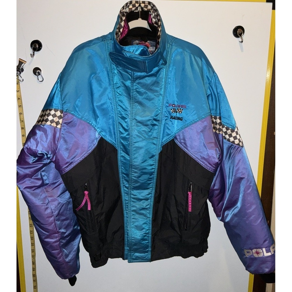 Vintage 90s Polaris Snowmobile Racing Jacket Thermoloft Coat‎ USA Mens Tall XL